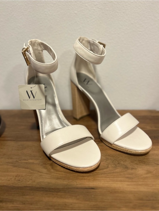 Worthington Shoes - Worthington Women's White Ankle-Strap Block Heel Sandals